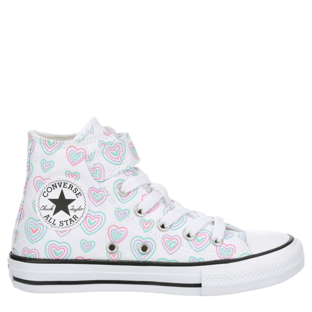 CONVERSE GIRLS CHUCK TAYLOR ALL STAR HEARTS MID SNEAKER WHITE