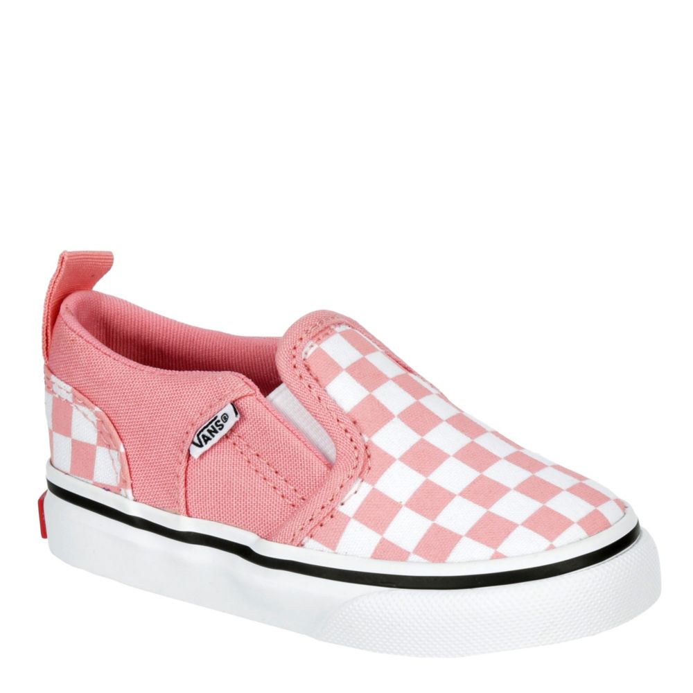 girls pink and white checkered vans