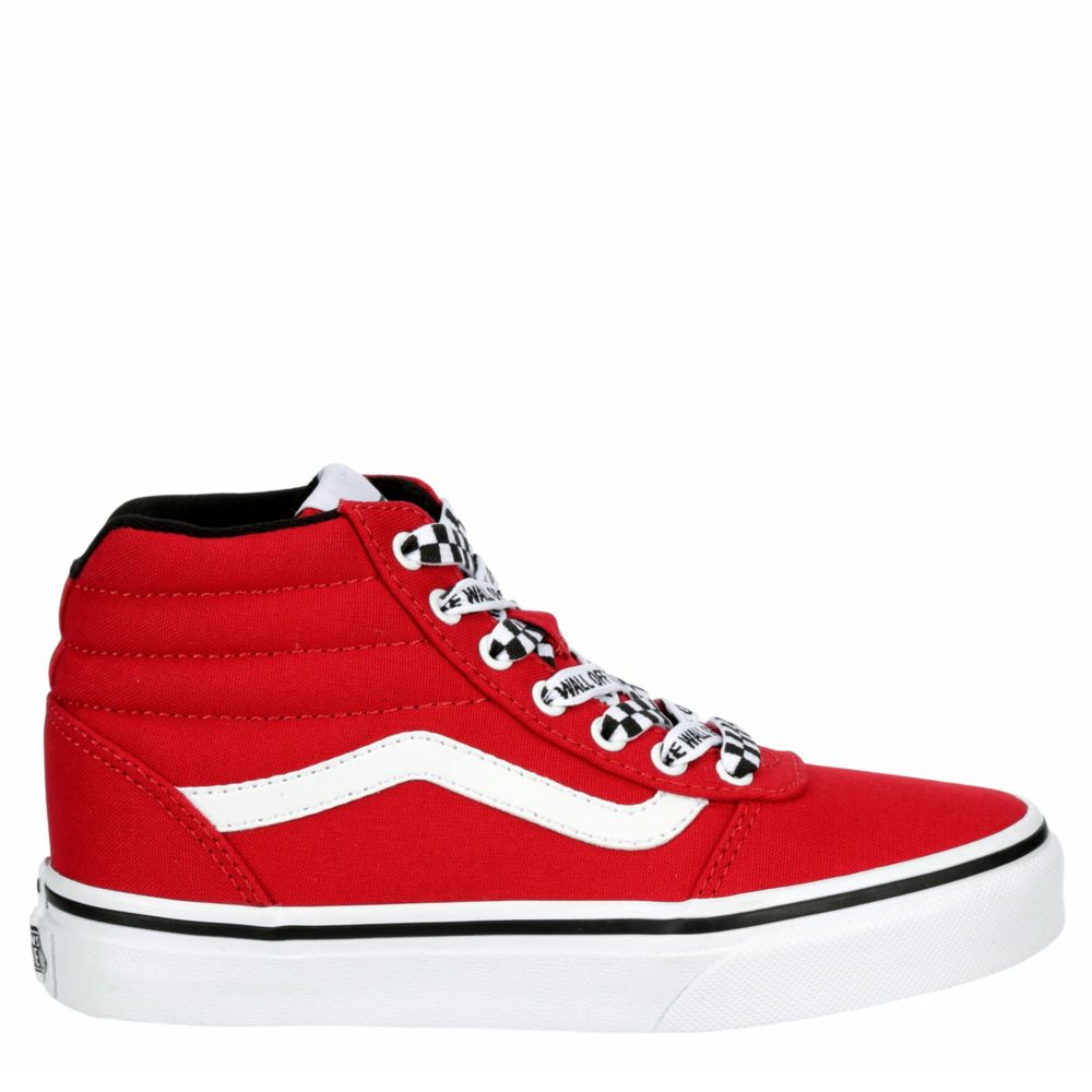 vans all red high tops