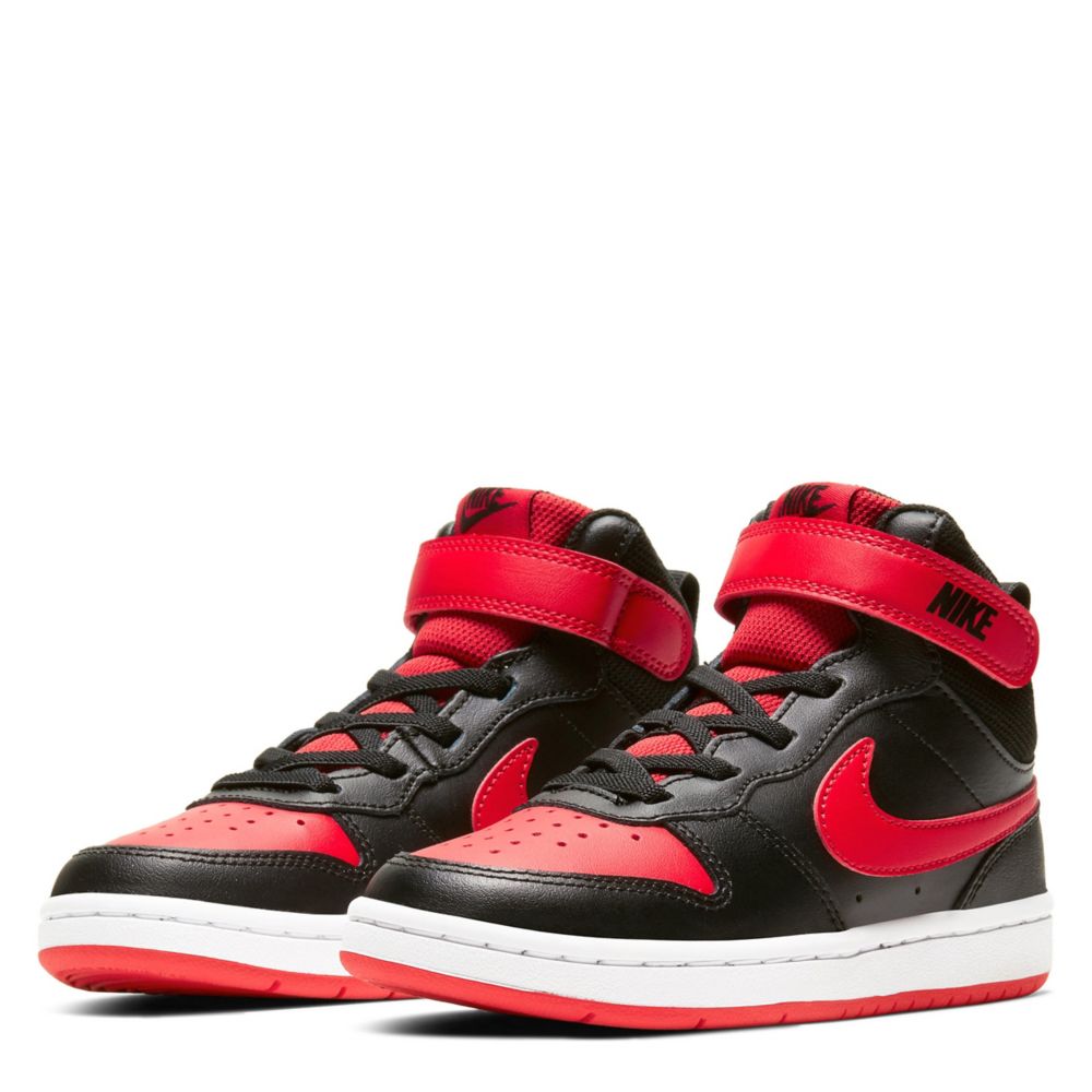 high top red and black nike