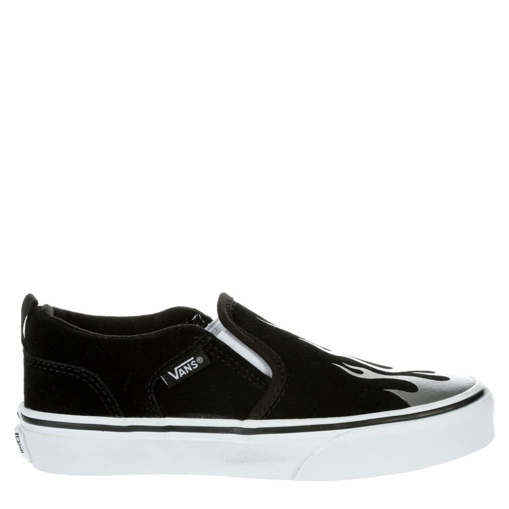 black and white vans with straps