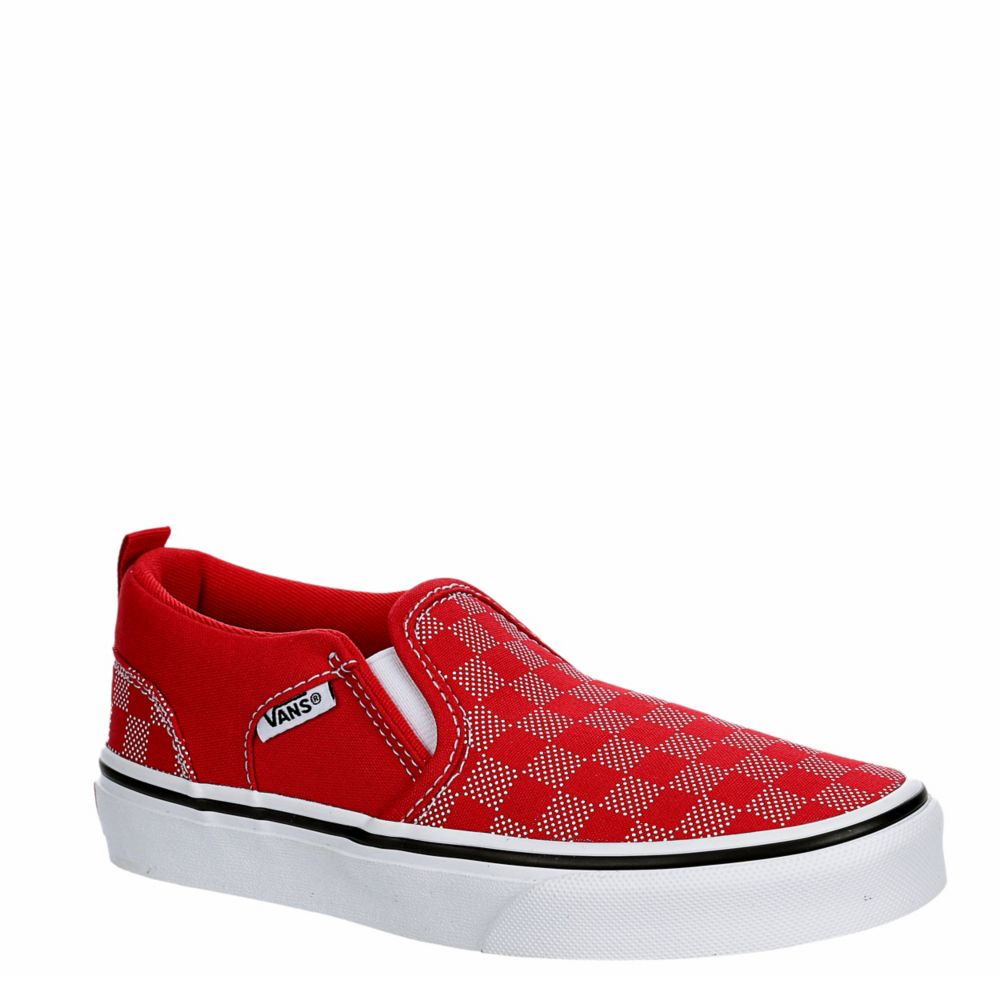 Red Vans Asher Checkerboard Slip On Sneaker | Rack Shoes