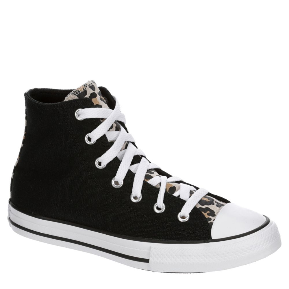 Black Converse Girls Chuck Taylor All Star Leopard Hi Sneaker | Athletic |  Rack Room Shoes