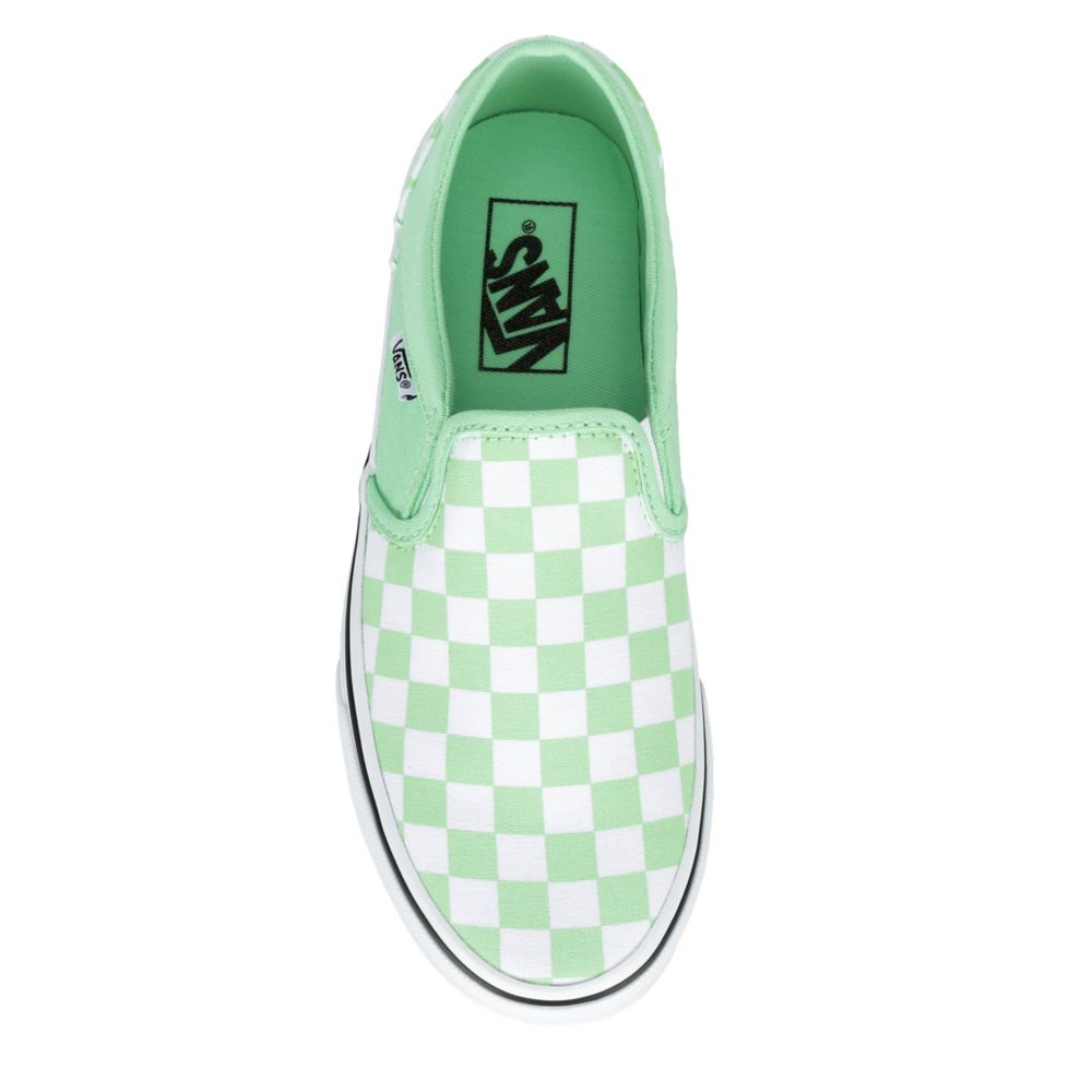 mint green checkered vans