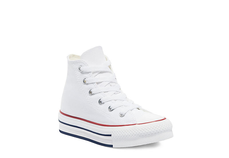 WHITE CONVERSE Girls Chuck Taylor All Star High Top Platform Sneaker WHITE CONVERSE Girls Chuck Taylor All Star High Top Platform Sneaker