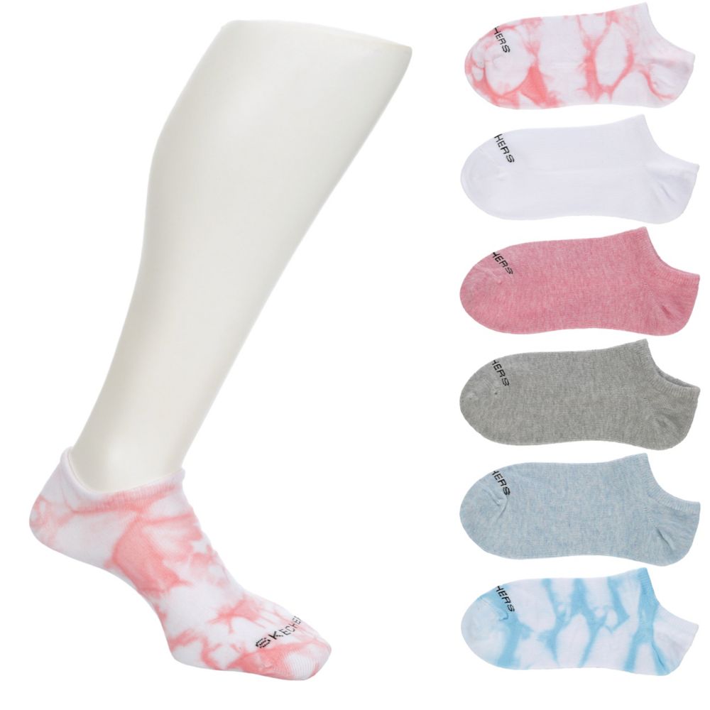 WOMENS NO SHOW TIE DYE SOCKS 6 PAIRS - TIE-DYE