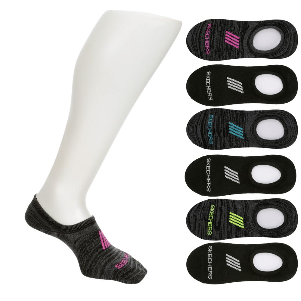 Black Skechers Womens No Show Socks 6 Pairs | Accessories | Rack Room