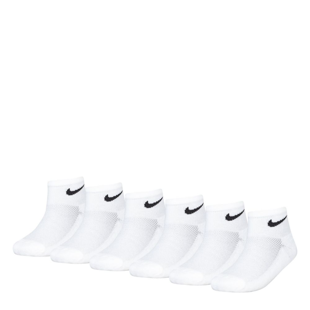 Nike Boys 6 Pack Cushioned Crew Socks - White/Black Size S