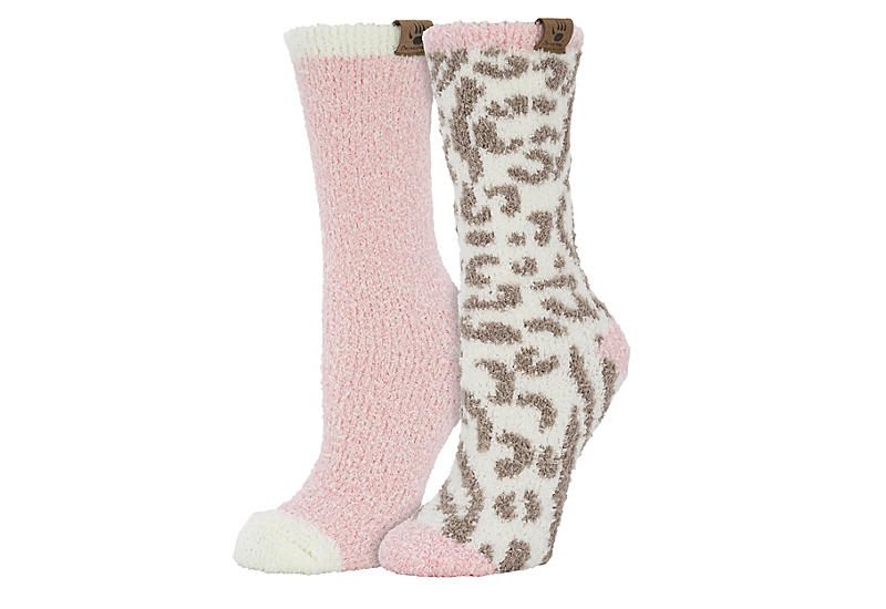 Ivory Bearpaw Womens Cozy Animal Print Crew Socks 2 Pairs | Accessories |  Rack Room Shoes