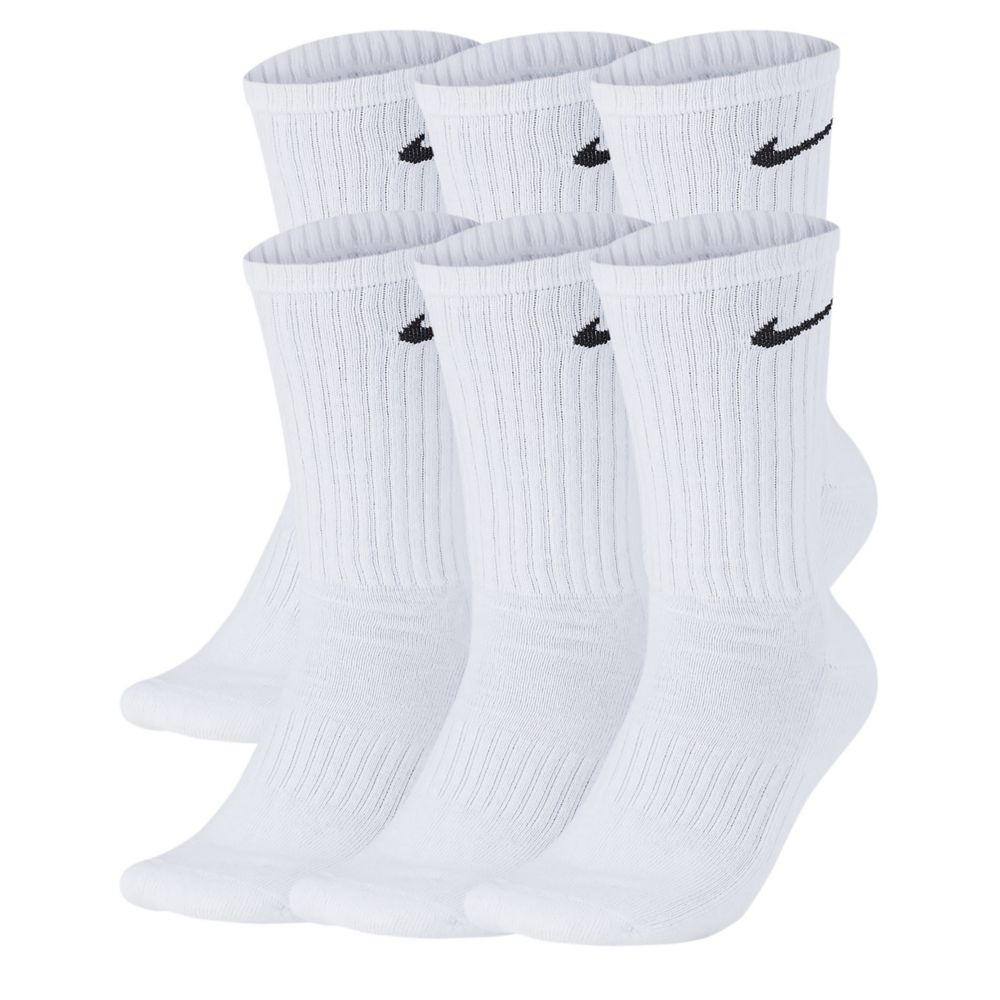 Nike Boys 6 Pack Cushioned Crew Socks - White/Black Size S