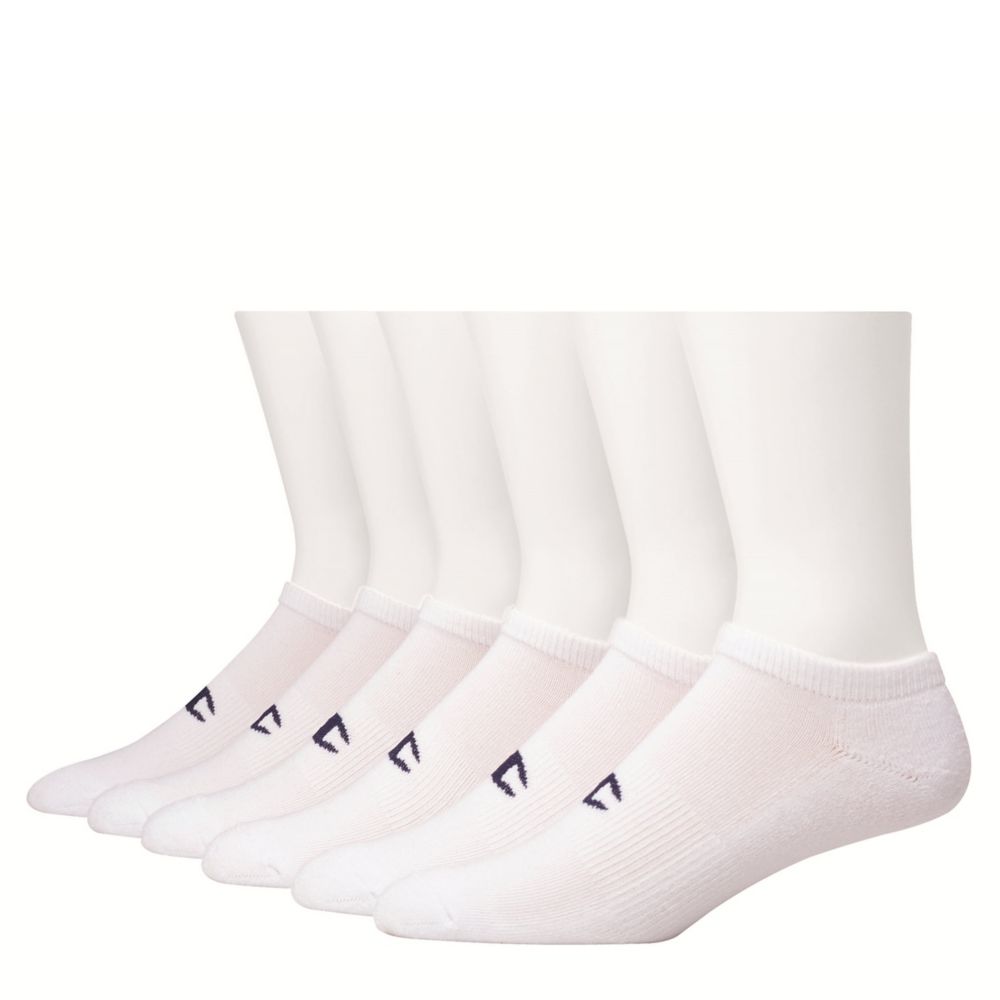 White Mens Large No Show Socks 6 Pairs, Champion