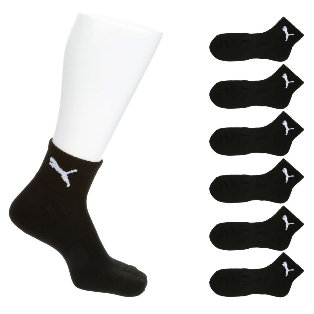 Black Puma Mens Large Quarter Crew Socks 6 Pairs Rack Room Shoes