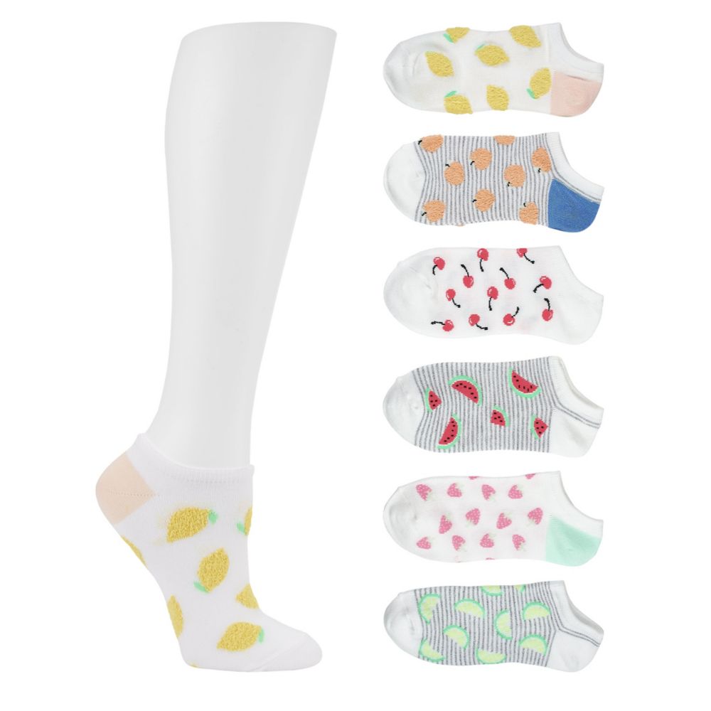 WOMENS FRUIT NO SHOW SOCKS 6 PAIRS