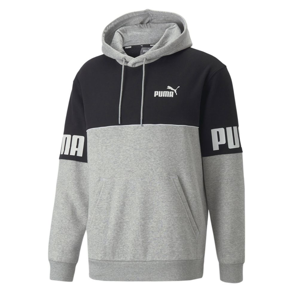 Grey Puma Mens Power Color Block Hoodie | Mens | Rack Room Shoes