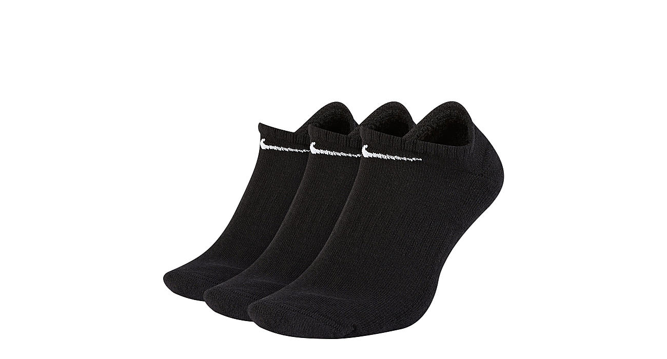 Black Nike Mens Medium Everyday Cushioned No Show Socks 3 Pairs | Socks ...