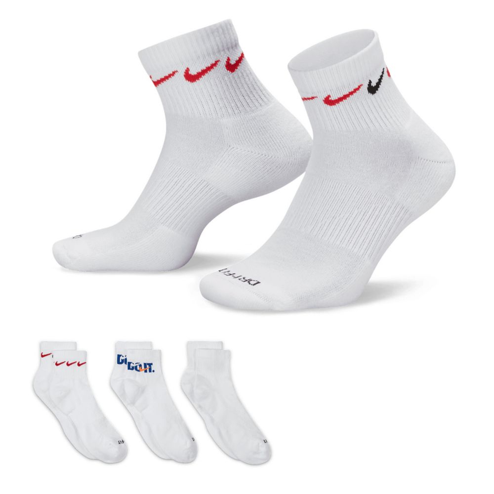 White Mens Large Just Do It Quarter Socks 3 Pairs, Nike