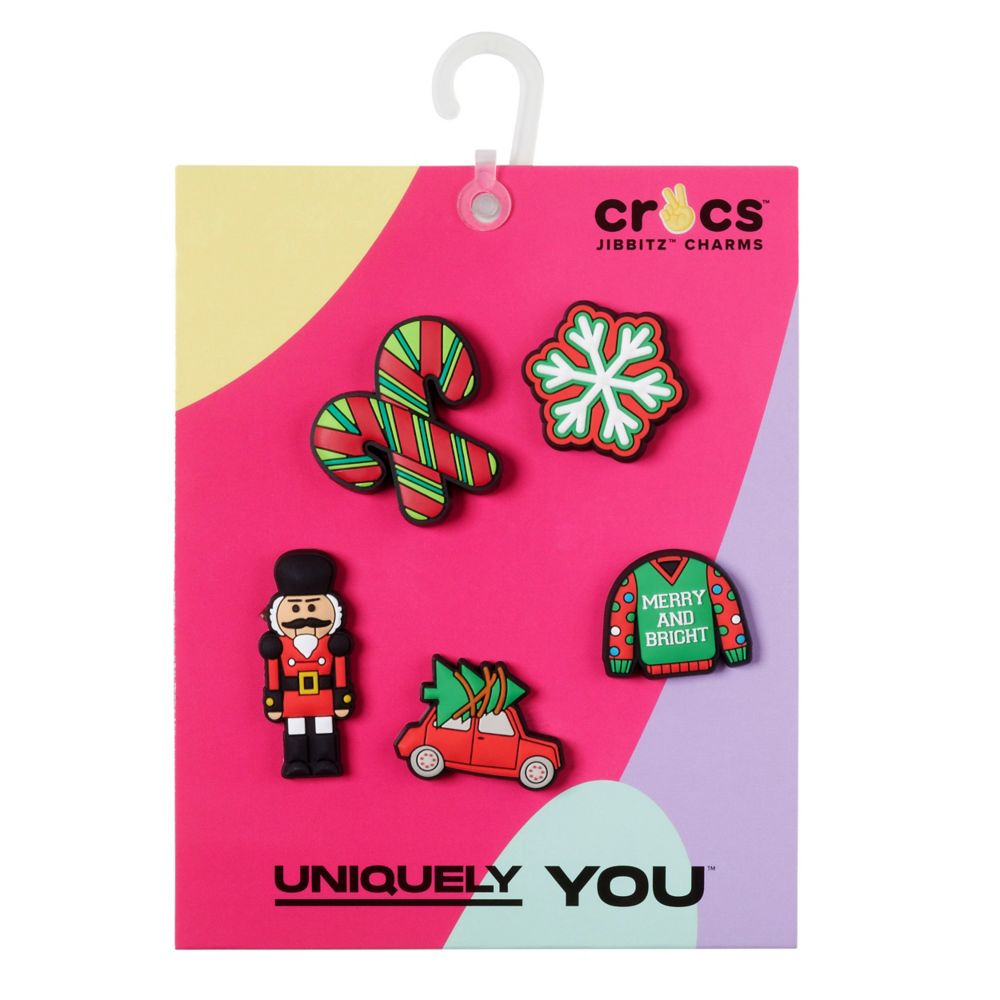 Red Crocs Unisex Christmas 5 Pack Jibbitz, Accessories
