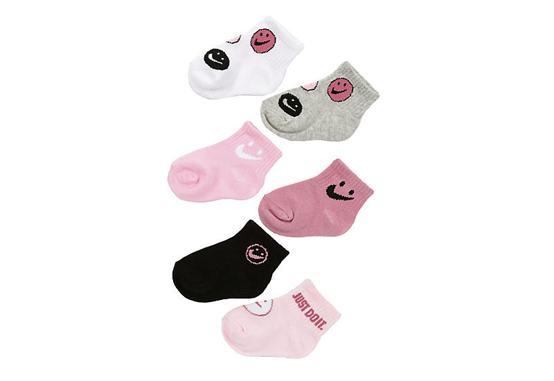 Pink Girls Pink Smiles Infant Ankle Socks 6 Pairs | Nike | Rack Room Shoes