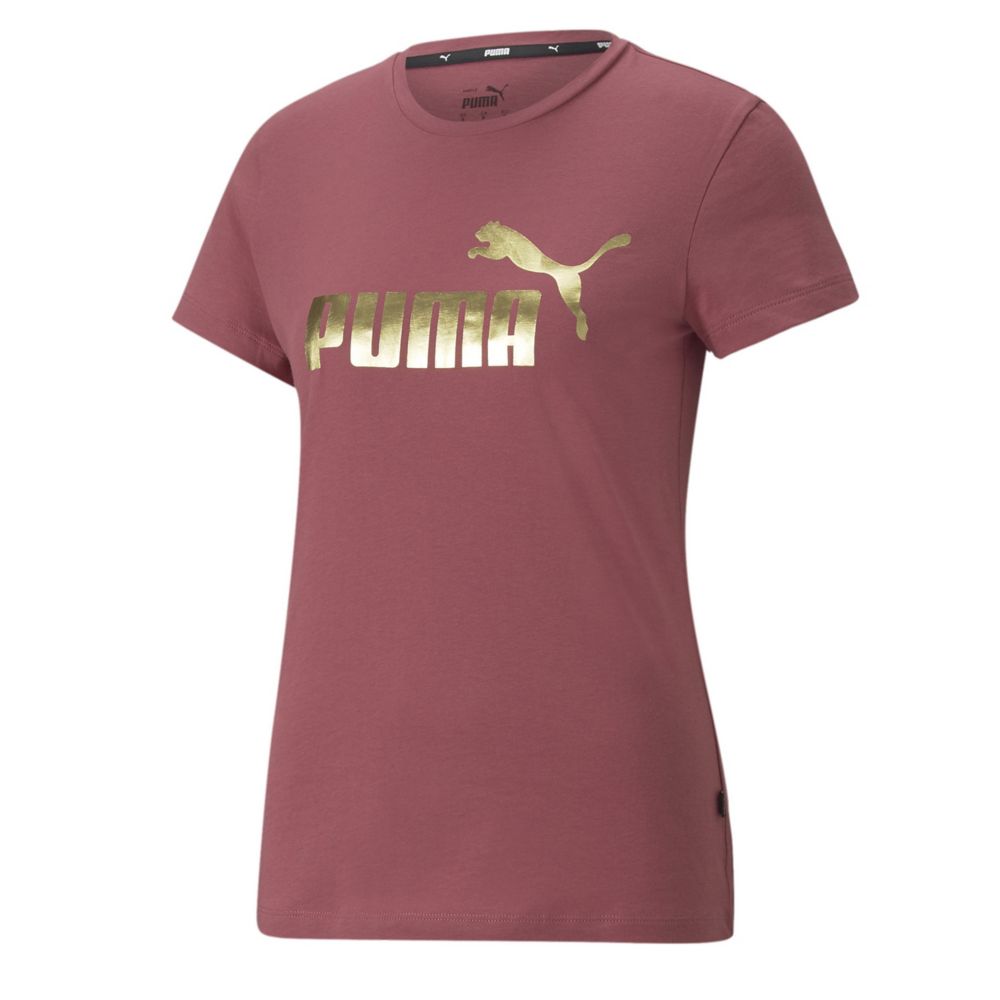 Essential Room Logo Shoes Womens | Puma Gold | T-shirt Rack Metalic