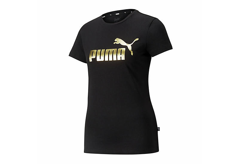Black Womens Essential Metalic Logo T-shirt | Puma | Rack Room Shoes