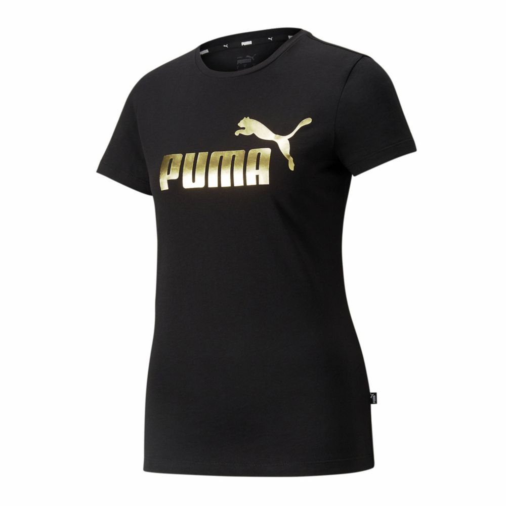 Black Mens Essential Colored Logo T-shirt Rack Puma Shoes | Room 
