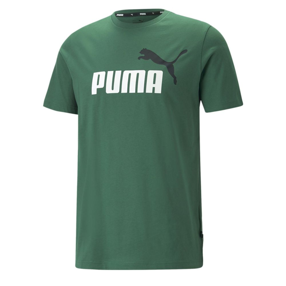 Green Puma Mens Essential Colored Logo T-shirt | Apparel | Rack Shoes