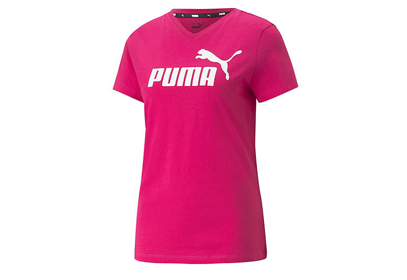 Fuschia Womens Essential V-neck T-shirt | Puma | Rack Room Shoes