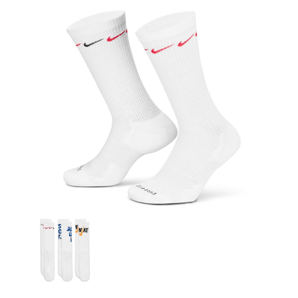 White Nike Mens Small Just Do It Graphic Crew Socks 3 Pairs Rack Room Shoes