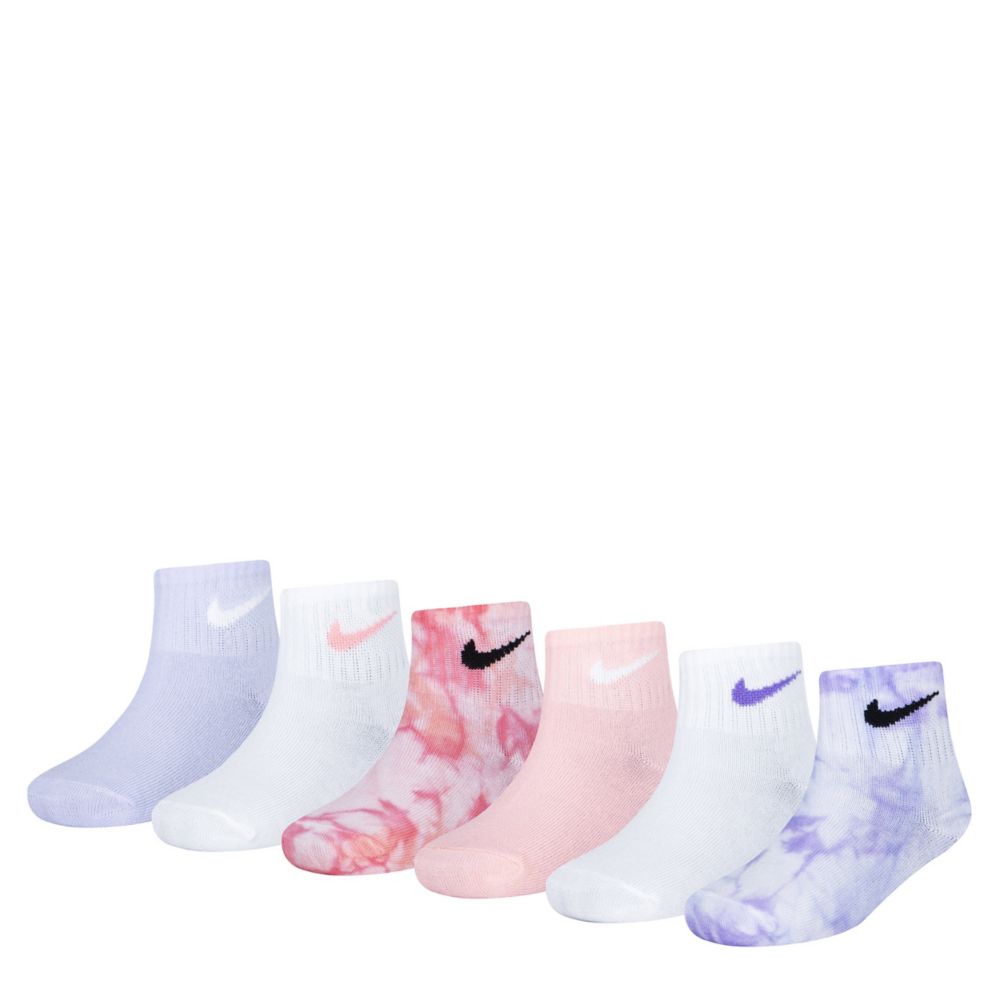 GIRLS QUARTER SOCKS 6 PAIRS TIE DYE