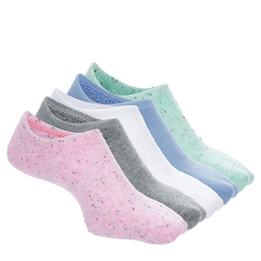 WOMENS DOUBLE HEEL CUSHION LINER SOCKS 5 PAIRS