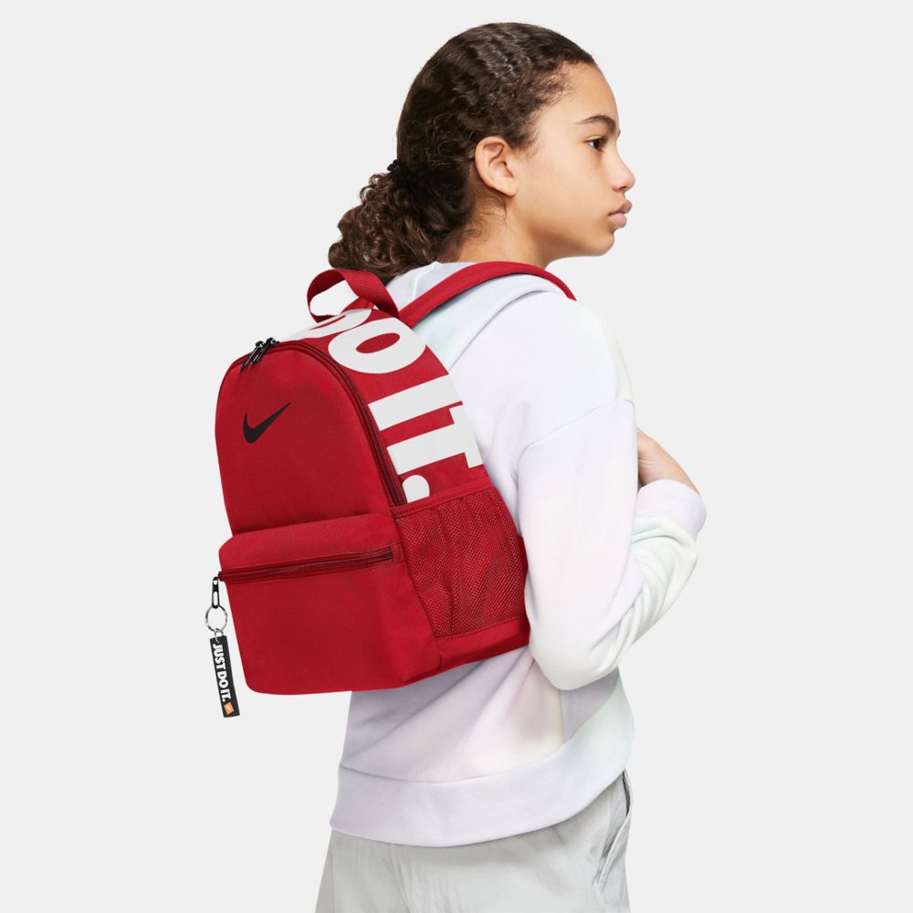 Nike Brasilia Just Do It Kids' Backpack (Mini) - Rush Violet, Habanero Red