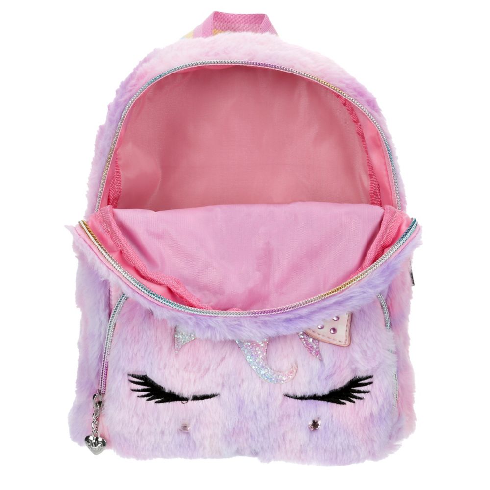 OMG Accessories Kids' Plush Faux Fur Mini Hobo Bag in Pink