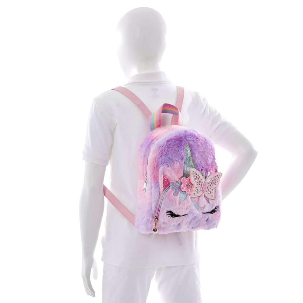 OMG Accessories Gwen Tie Dye Faux Fur Rainbow Mini Backpack, Size One size, Bubble Gum