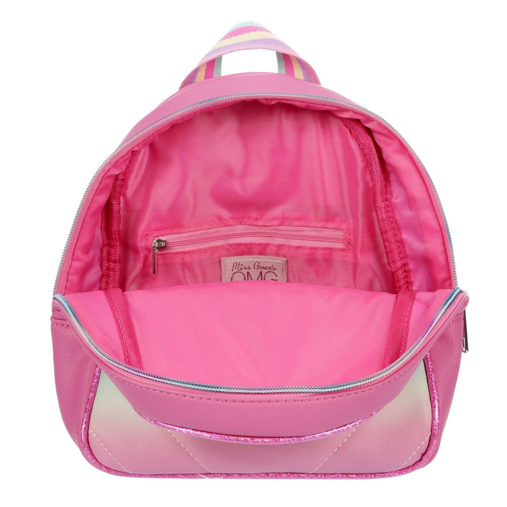 Pink Omg Girls Colorblock Hologram Coated Backpack, Accessories