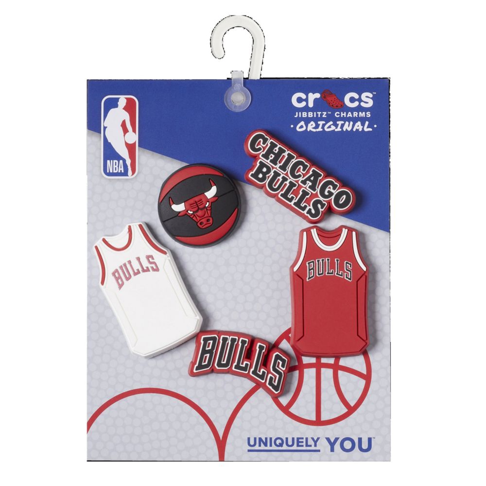 Assorted Crocs Unisex Chicago Bulls 5 Pack Jibbitz Shoe Charms Rack