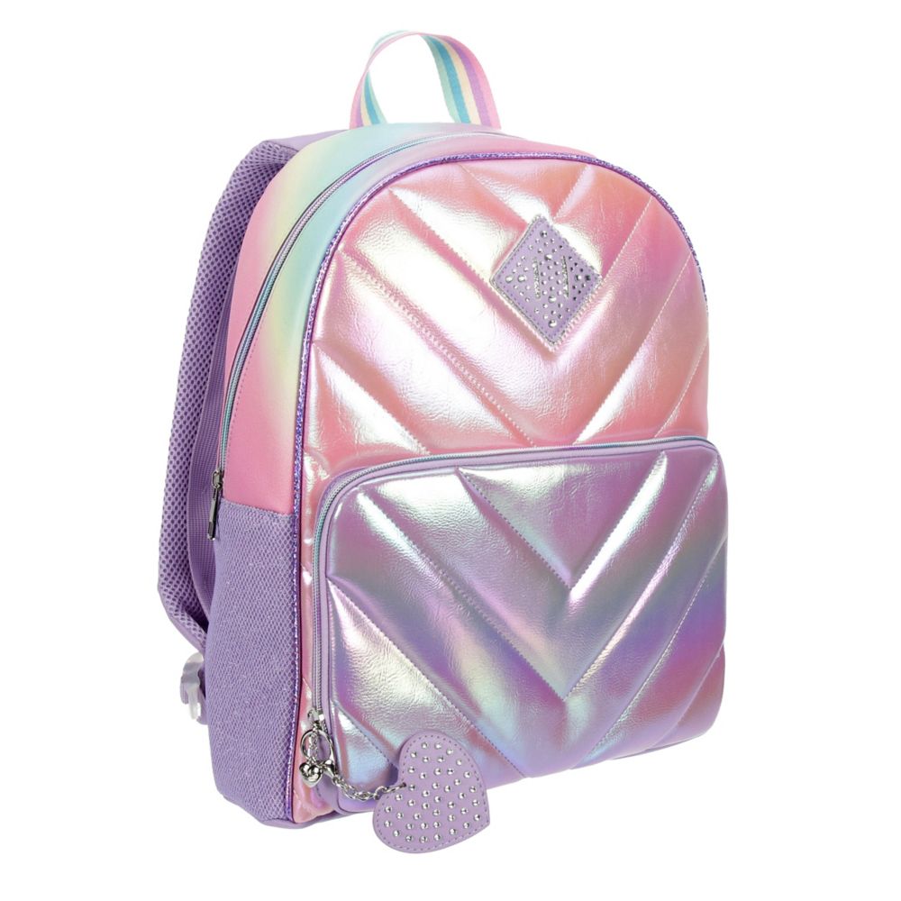 Claire's Club Metallic Heart Mini Backpack - Silver