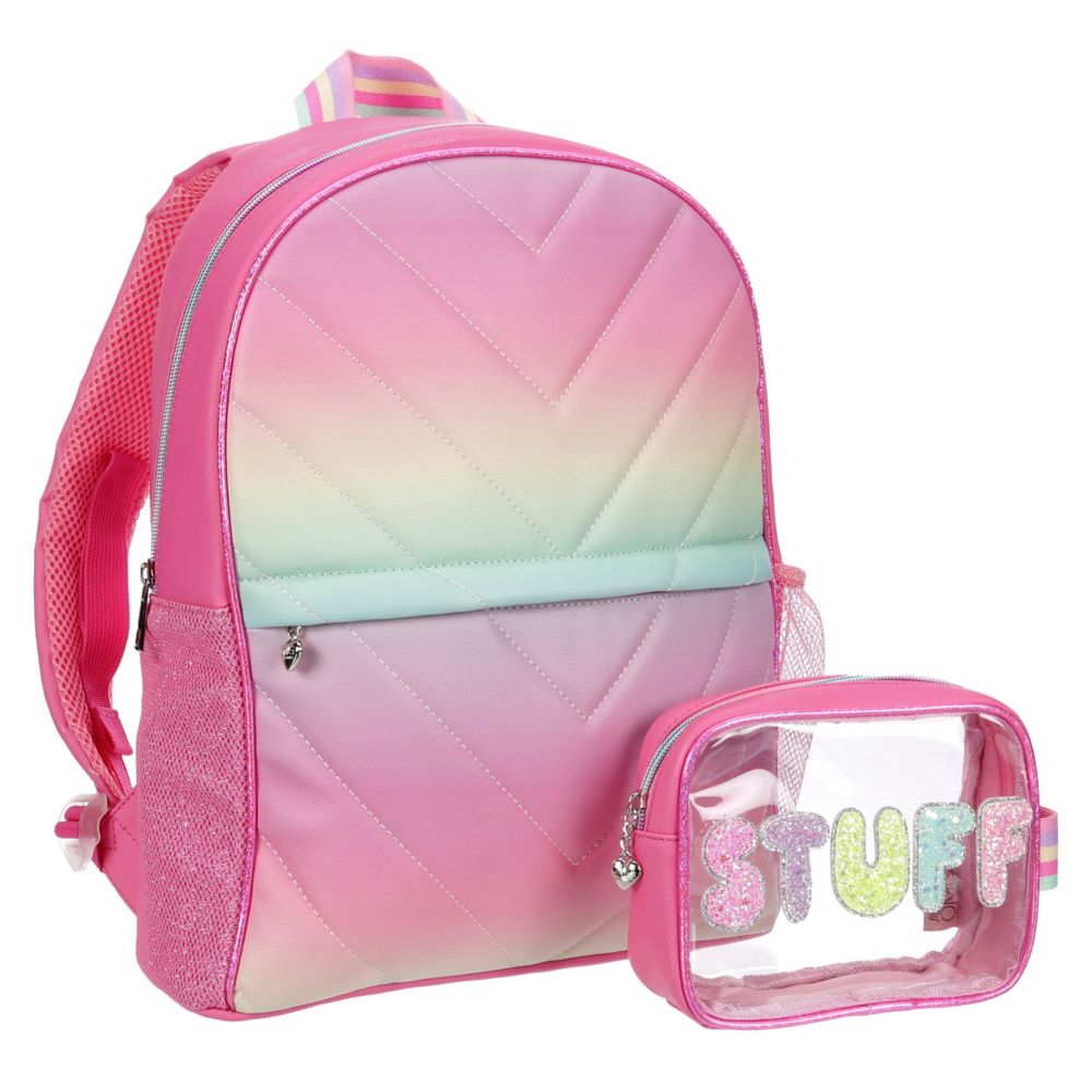 GIRLS CHEVRON BACKPACK WITH STUFF POUCH