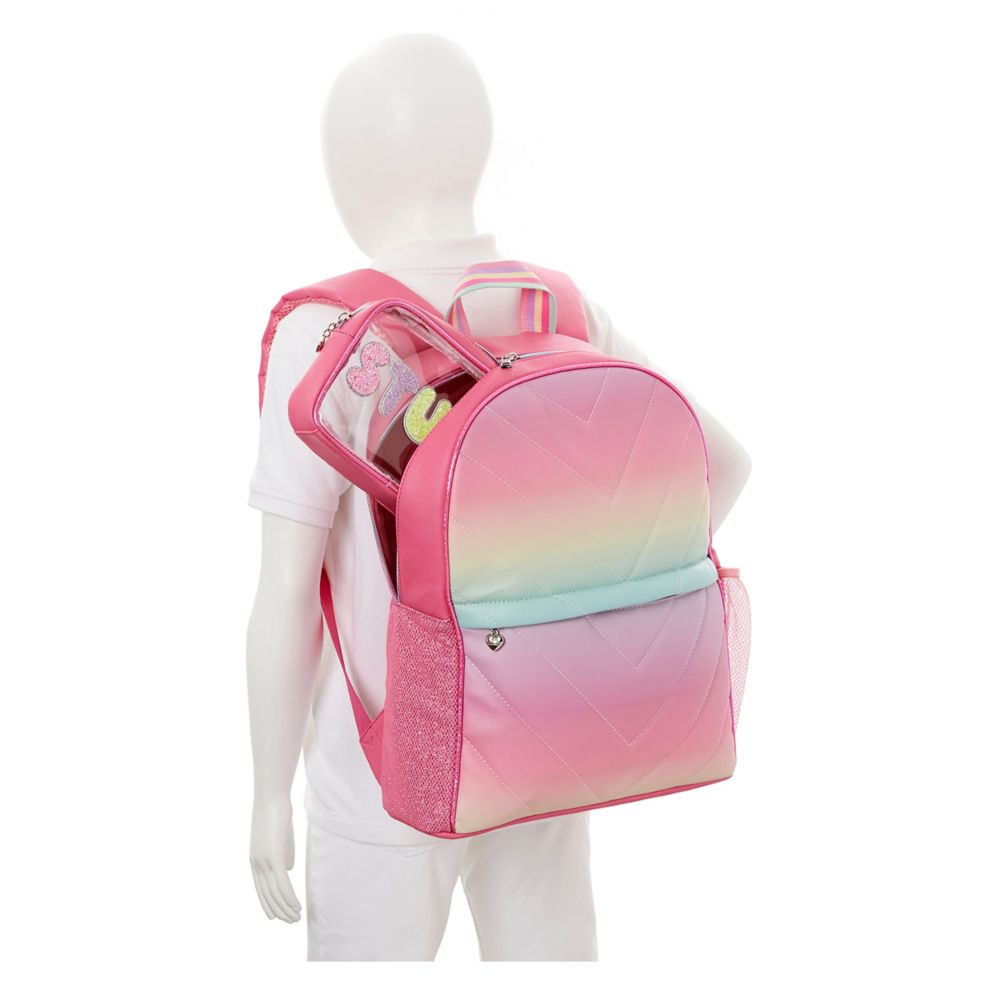 GIRLS CHEVRON BACKPACK WITH STUFF POUCH