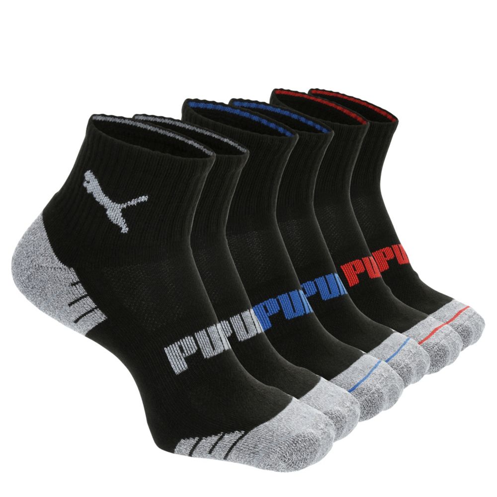 Black Puma Mens Large Quarter Crew Socks 6 Pairs Accessories | Rack Room Shoes