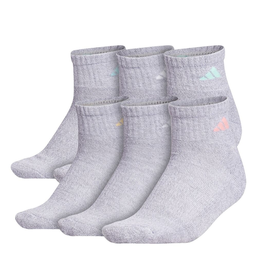 Assorted Adidas Womens Athletic Cushioned Quarter Socks 6 Pairs Rack