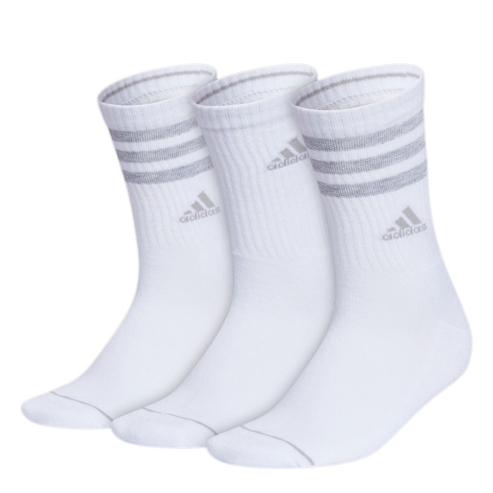 WOMENS CUSHIONED 3 STRIPE CREW SOCKS 3 PAIRS