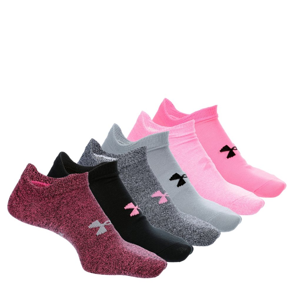 GIRLS ESSENTIAL NO SHOW SOCKS 6 PAIRS - PINK