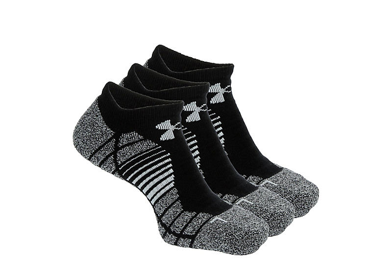 Black Mens Elevated Performance No Show Socks 3 Pairs, Under Armour