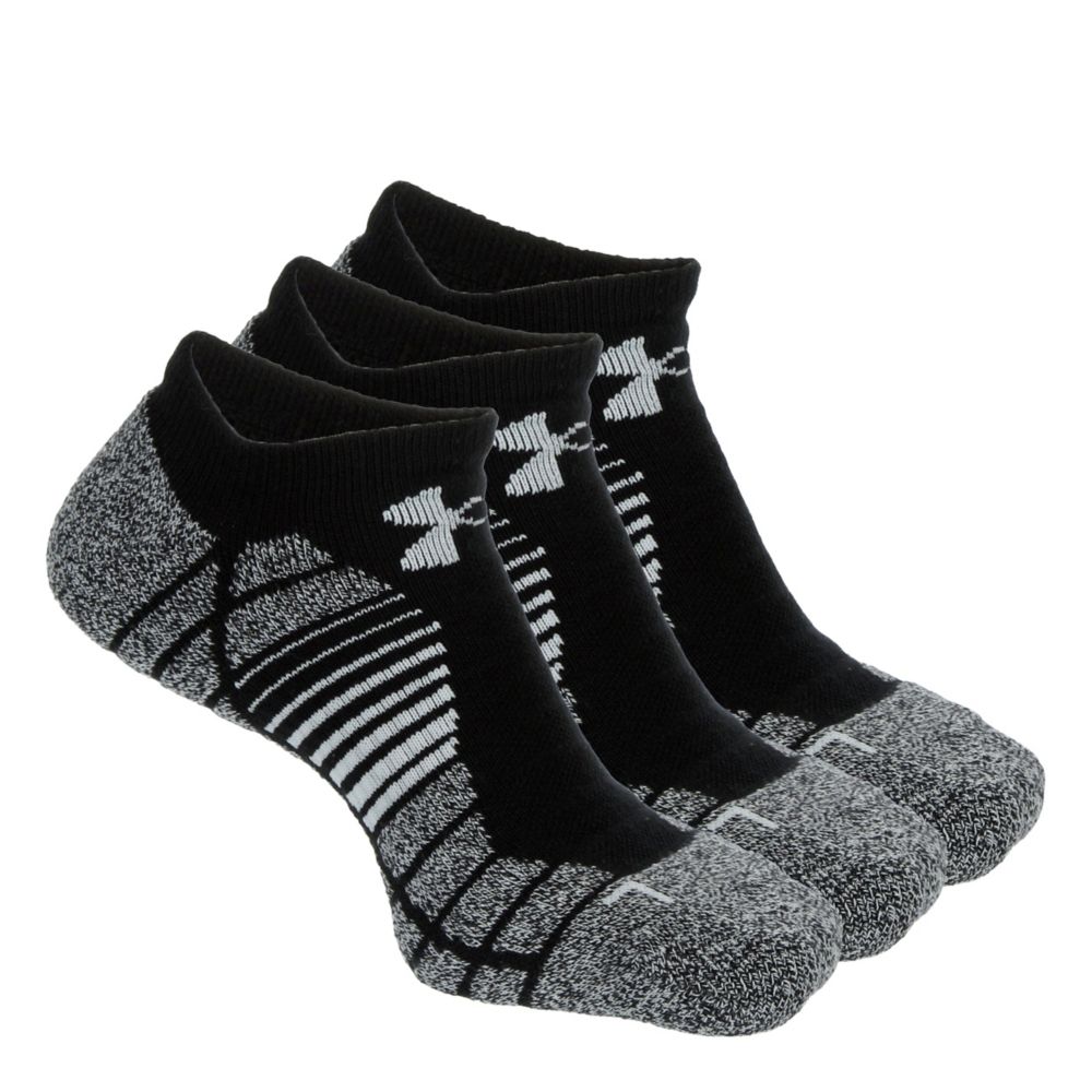 Black Mens Elevated Performance No Show Socks 3 Pairs, Under Armour