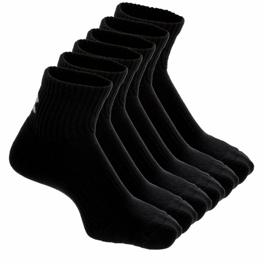 Black Under Armour Mens Training Cotton Quarter Sock 6 Pairs Rack