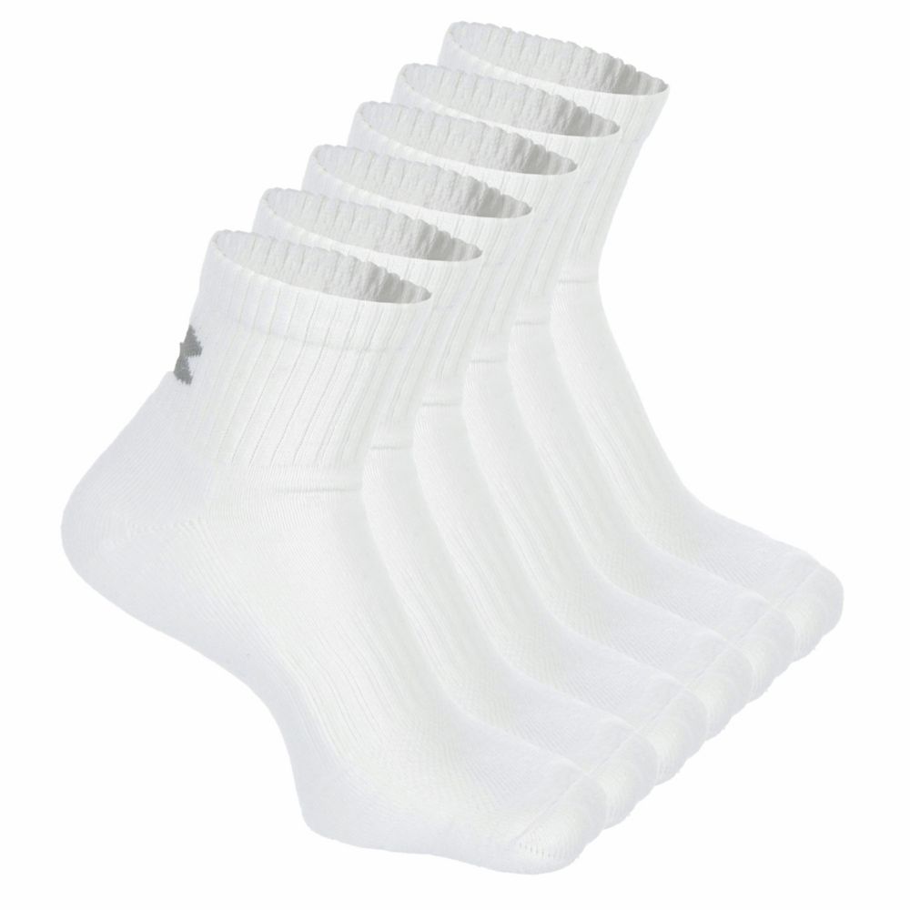 White Mens Training Cotton Quarter Socks 6 Pairs, Under Armour