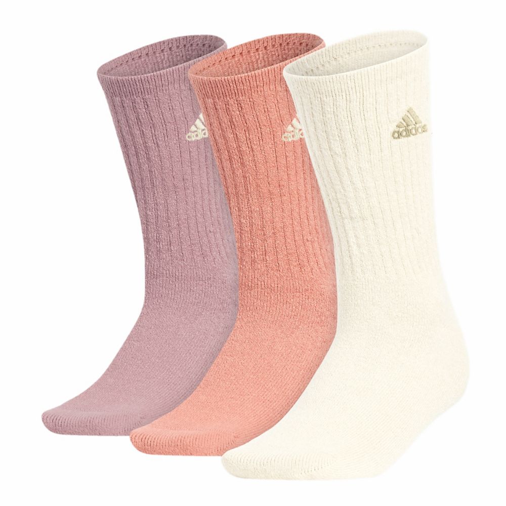 WOMENS CUSHIONED COMFORT COZY CREW SOCKS 3 PAIRS