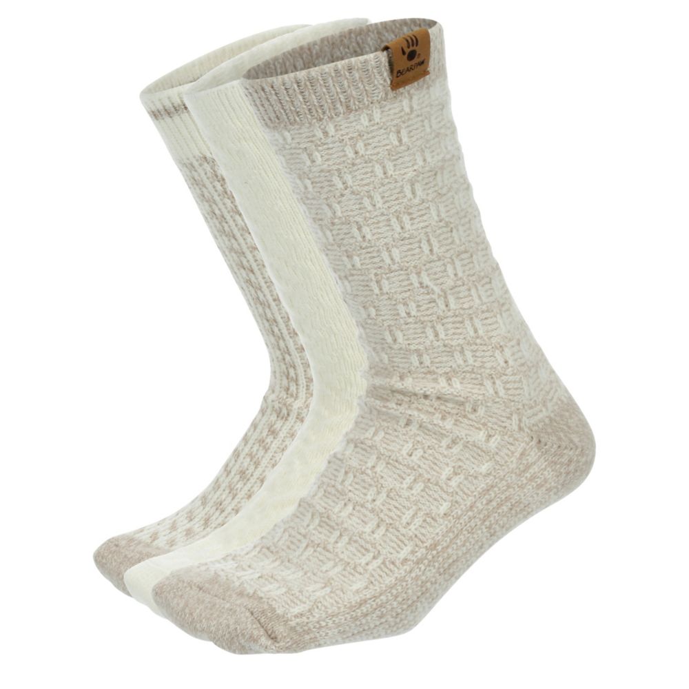 WOMENS COLOR TEXTURE CREW SOCKS 3 PAIRS