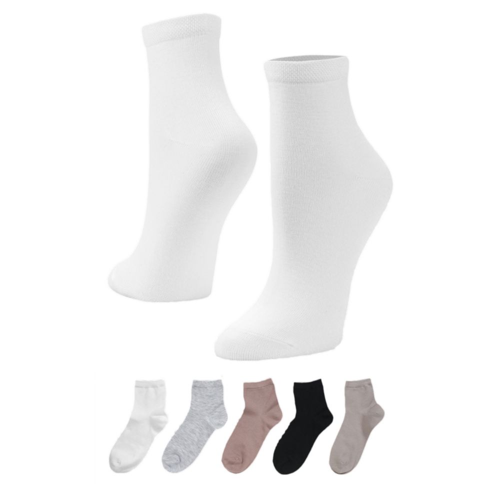 WOMENS PIQUE QUARTER SOCKS 5 PAIRS