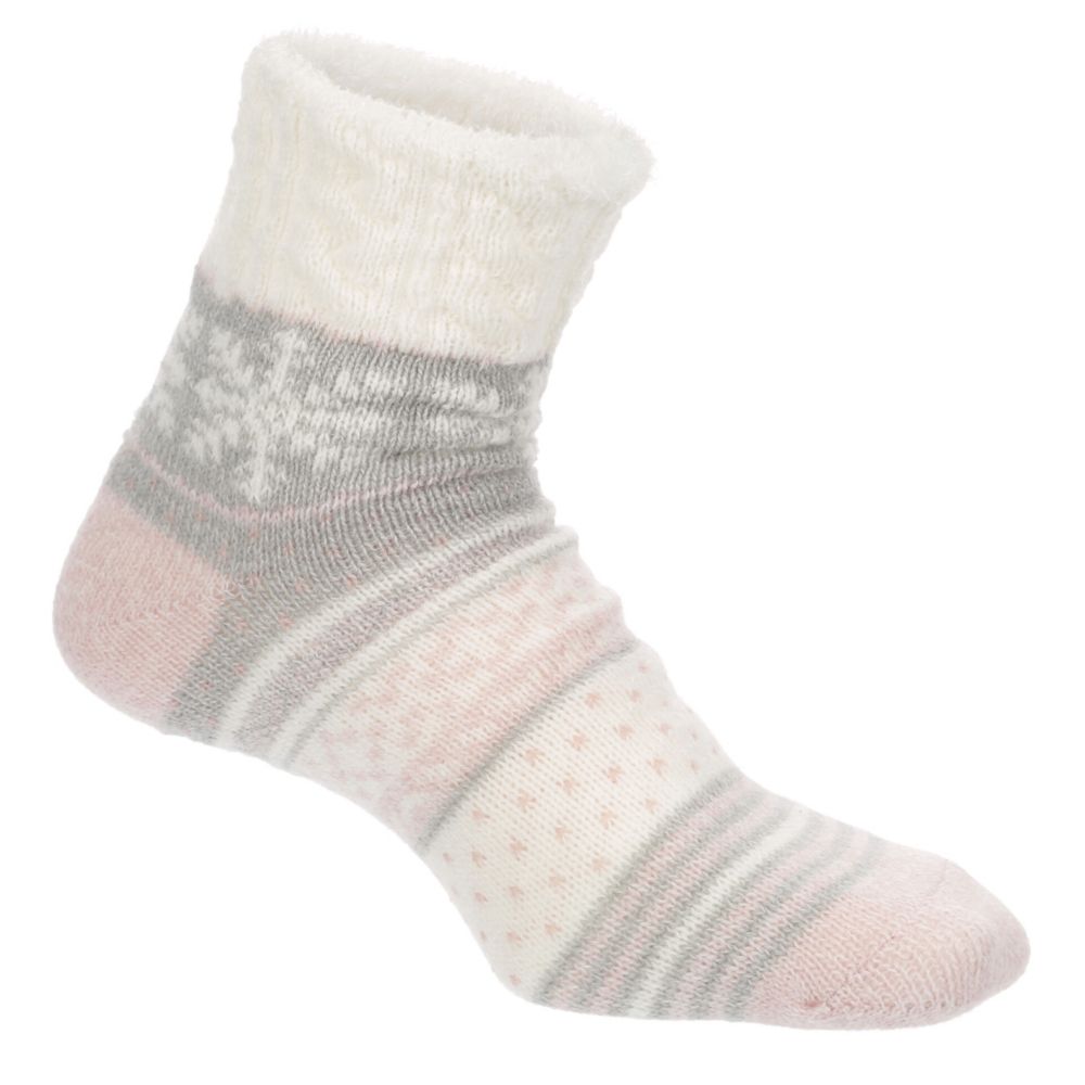 Pink Womens Snow Slipper Sock 1 Pair, Fireside